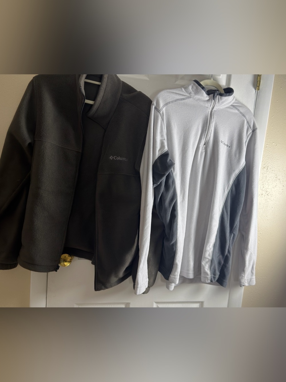 Columbia Men's olive Fleece & White/Gray Half-Zip Layering Duo L & M